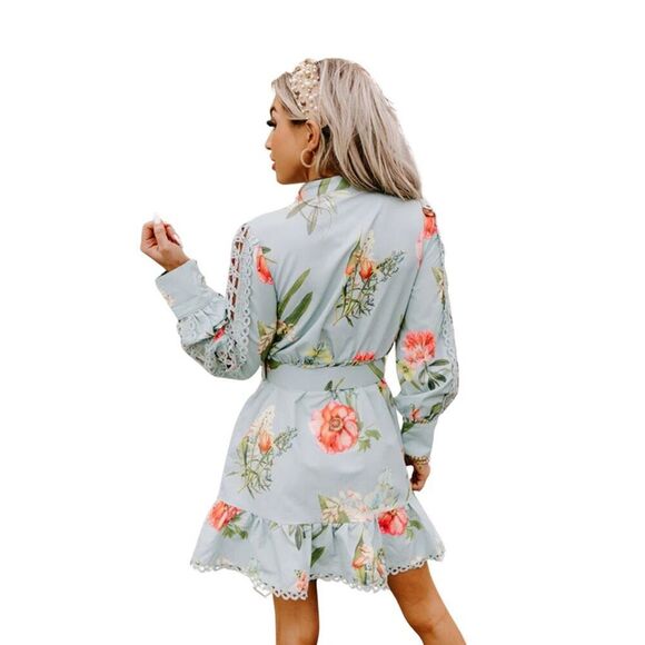 Impressions Sky Blue Floral Dawn Crochet Dress - Picture 3 of 8